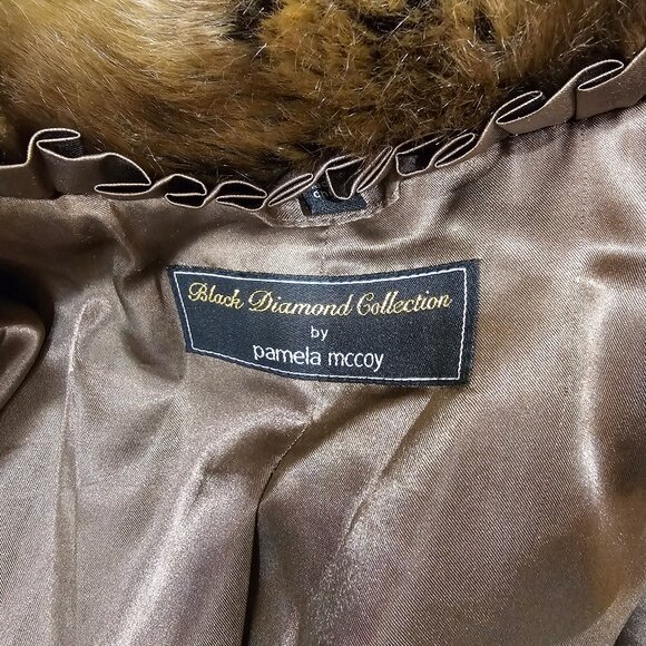 Pamela McCoy Faux Fur Coat Womens XL,  Mid Length Faux Mink - Picture 14 of 15
